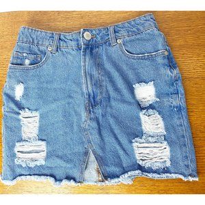 SWS Denim Sz S Denim Distressed High Waisted Skirt